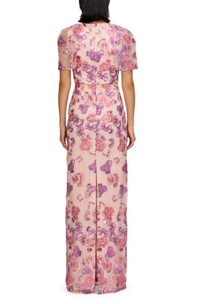 Js Collections Teigen Sequin Column Gown In Pink Multi