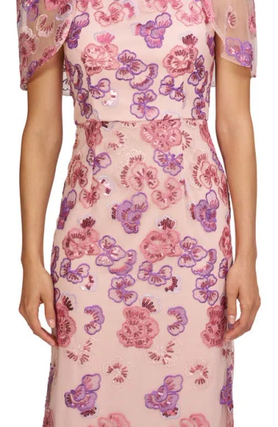 Js Collections Teigen Sequin Column Gown In Pink Multi