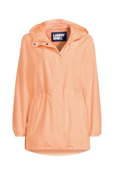 Lands' End Squall Packable Waterproof Raincoat In Peach Sorbet