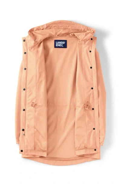 Lands' End Squall Packable Waterproof Raincoat In Peach Sorbet