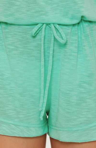 Becca Breezy Basics Off The Shoulder Cover-up Romper In Aqua Sea