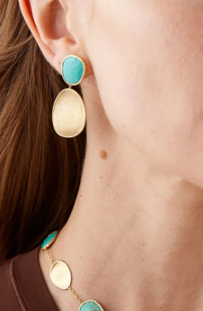 Marco Bicego 18k Yellow Gold Lunaria Turquoise Double Drop Earrings