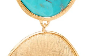 Marco Bicego 18k Yellow Gold Lunaria Turquoise Double Drop Earrings