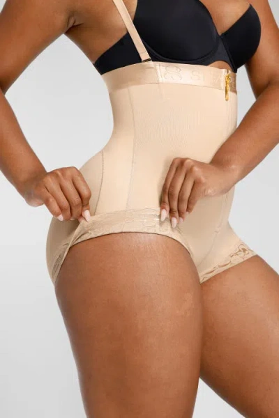 Shapellx Butt-lifting Open Bust Panty In Sand