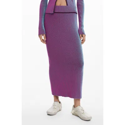 Desigual Vertical Stripe Skirt In Red