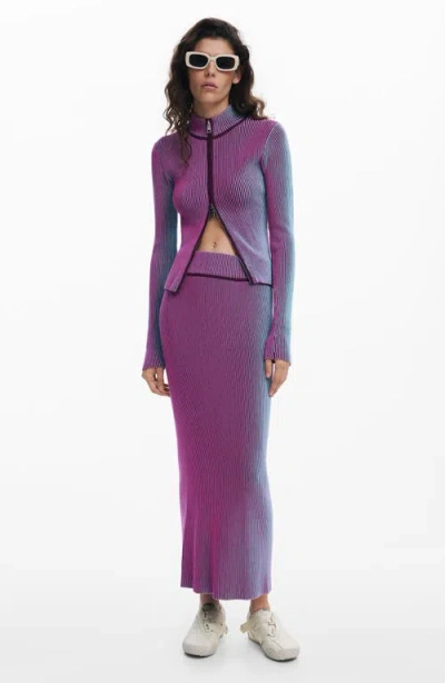 Desigual Vertical Stripe Skirt In Red