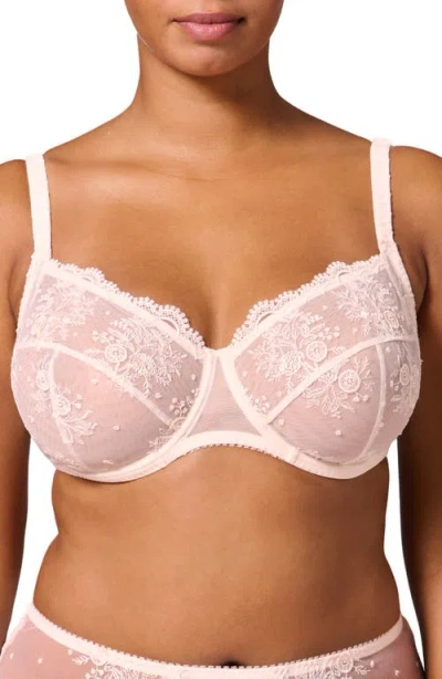 Simone Perele Intrigue Sheer Full Coverage Underwire Plunge Bra In Sakura Pink