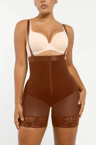 Shapellx Firm Tummy Compression Bodysuit Shaper With Butt Lifter In Mocha