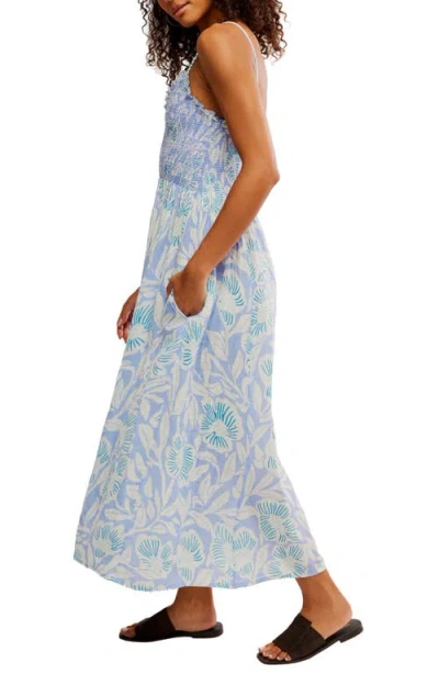 Free People Sweet Nothings Floral Print Sleeveless Maxi Sundress In Blue Vista Combo