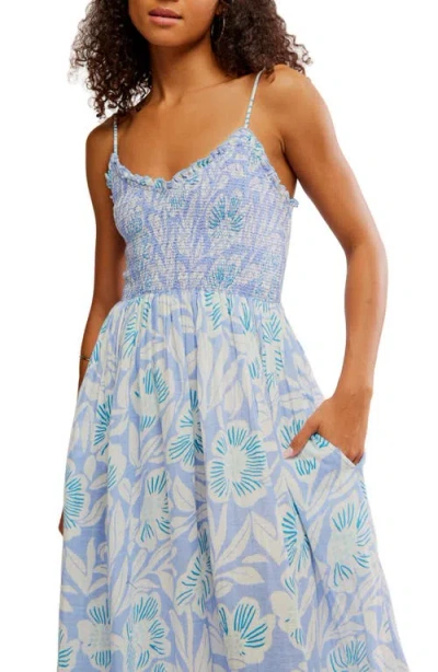 Free People Sweet Nothings Floral Print Sleeveless Maxi Sundress In Blue Vista Combo