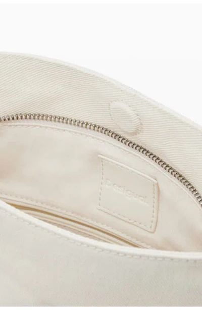 Desigual Cotton Canvas Crossbody Bag In Beige