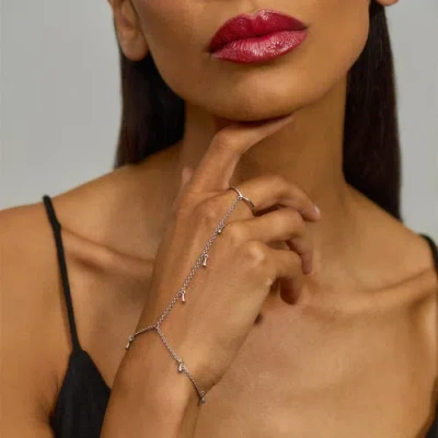 Lucy Quartermaine Multi Drop Hand Chain In Sterling Silver