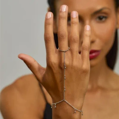 Lucy Quartermaine Multi Drop Hand Chain In Sterling Silver