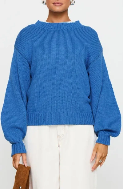 Princess Polly Harmony Oversize Balloon Sleeve Sweater In Blue