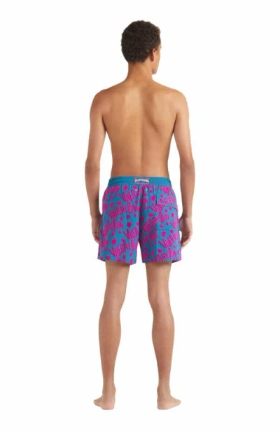 Vilebrequin Turtle Logo Print Moorea Swim Shorts In Blue