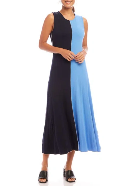 Karen Kane Colorblock Sleeveless Maxi Dress In Blue