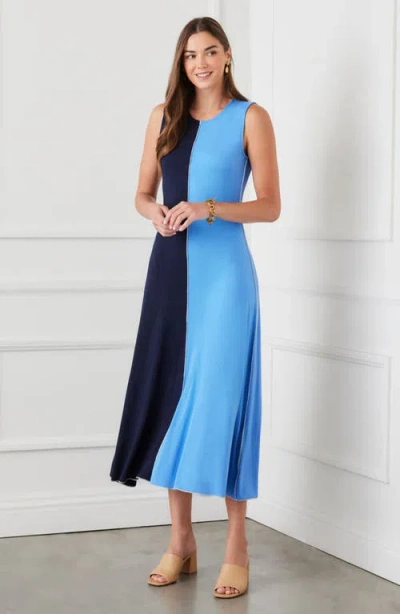 Karen Kane Colorblock Sleeveless Maxi Dress In Blue