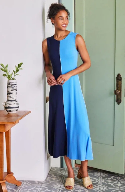 Karen Kane Colorblock Sleeveless Maxi Dress In Blue
