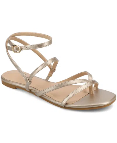 Journee Collection Women's Serissa Strappy Flat Sandals In Champagne