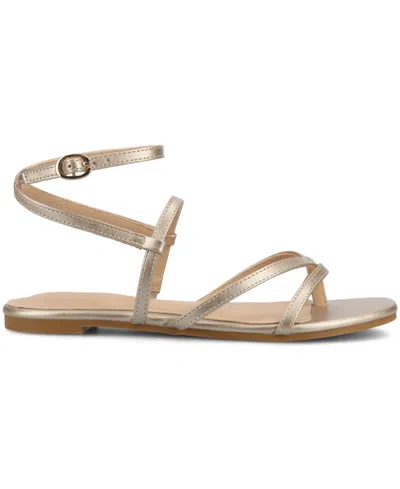 Journee Collection Women's Serissa Strappy Flat Sandals In Champagne