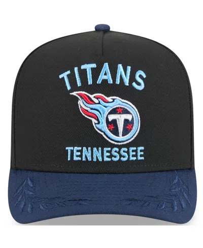 New Era Men's Black/navy Tennessee Titans 2025 Nfl Draft A-frame 9fifty Snapback Hat In Black,navy