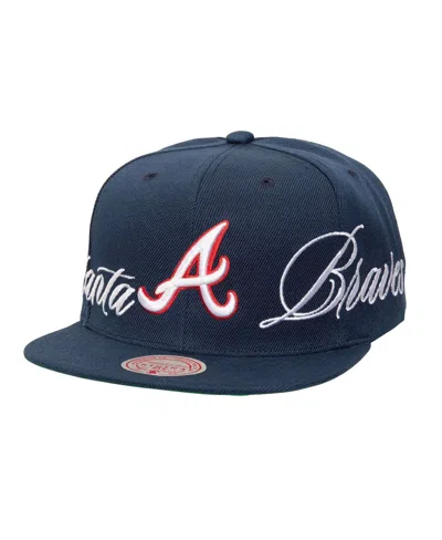 Mitchell & Ness Men's Navy Atlanta Braves Just Don X Mlb Lux Script Snapback Hat In Navy