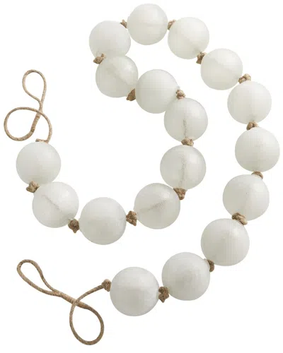 Peyton Lane White Glass Handmade Round Extra Long Frosted Orb Beaded Garland  With Tassel With Knott In White