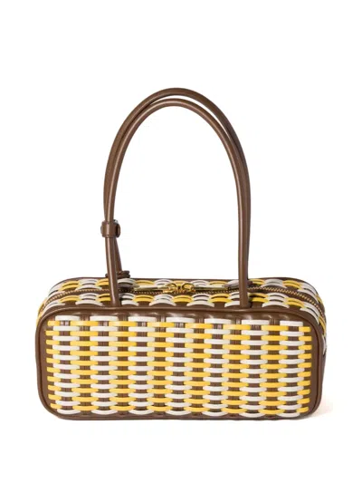 Miu Miu ´beau Woven-effect Tote Bag In Brown
