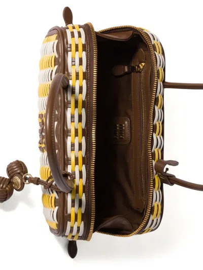 Miu Miu ´beau Woven-effect Tote Bag In Brown