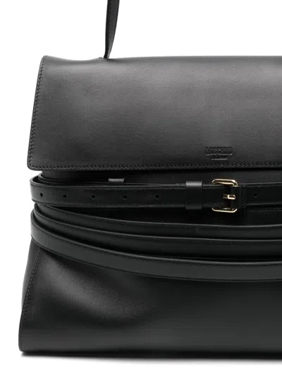 Moschino Tie Me Nappa Leather Tote Bag In Schwarz