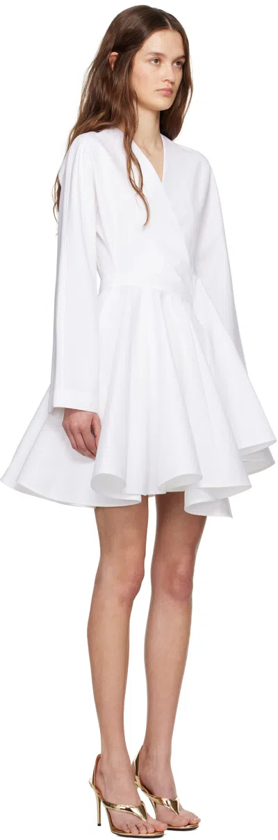 Alaïa Asym Belt Dress In Poplin In 000 - Blanc