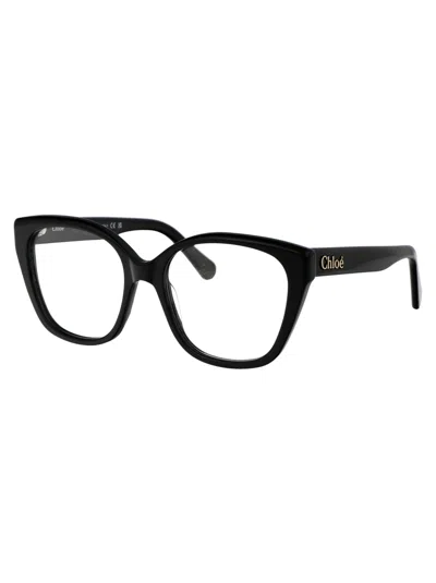 Chloé Square-frame Bio Acetate Optical Frames In 001 Black Black Transparent