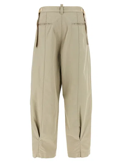 Dsquared2 Tailored Pleated Trousers With Button Detailing In Beige