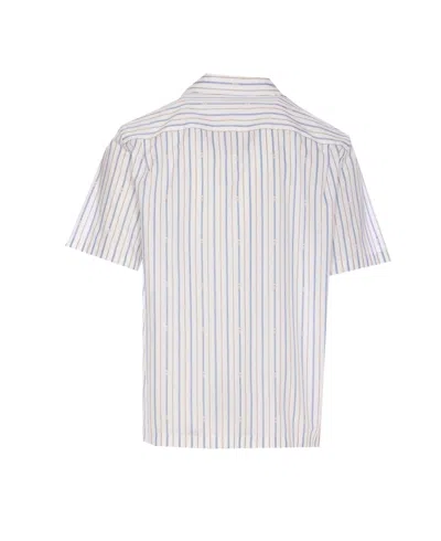 Alexander Mcqueen Short-sleeve Striped Shirt With Camp Collar In White