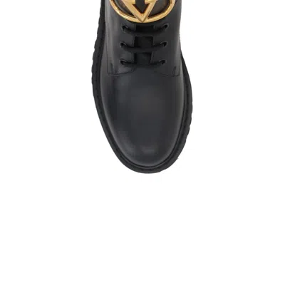 Valentino Garavani Dnu Pack Valentino Vlogo 35 Leather Combat Boot In Black