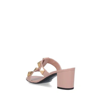 Valentino Garavani Beige Calfskin Platform Sandals In Pink