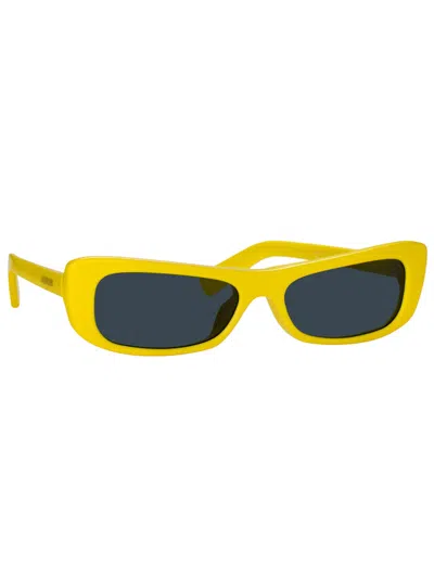 Jacquemus Capri Rectangular Sunglasses In Yellow