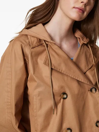 Twinset Double-breasted Twill Caban Jacket In 褐色