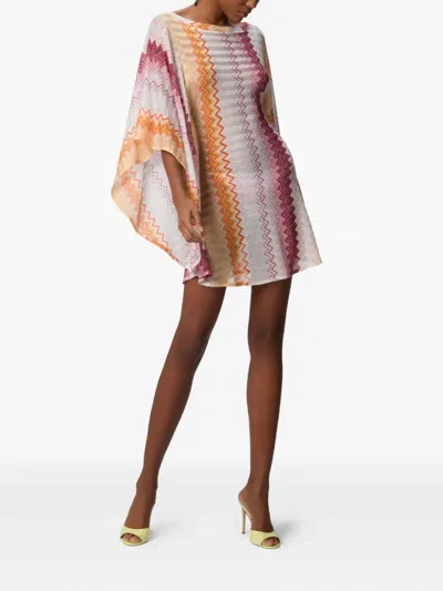 Missoni Zigzag-pattern Mini Dress In 粉色