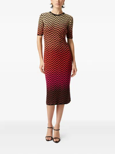 Missoni Zigzag-pattern Midi Dress In 黑色