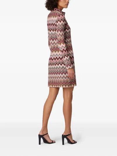 Missoni Polo Cut Mini-dress In Cotton And Zigzag Viscose In Multicoloured
