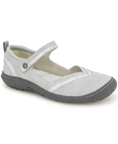 Jbu Women's Raven Round Toe Flats In Light Grey,shimmer