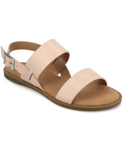 Journee Collection Journee Women's Lavine Wide Width Multi Strap Flat Sandals In Blush