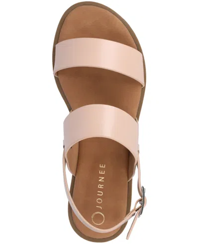 Journee Collection Journee Women's Lavine Wide Width Multi Strap Flat Sandals In Blush