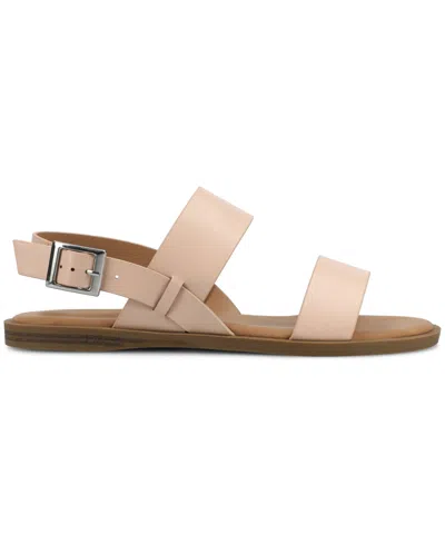 Journee Collection Journee Women's Lavine Wide Width Multi Strap Flat Sandals In Blush