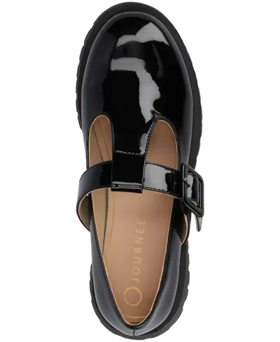 Journee Collection Women's Suvi Treaded Sole Mary Jane Flats In Black Patent