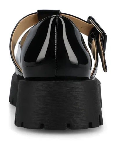 Journee Collection Women's Suvi Treaded Sole Mary Jane Flats In Black Patent