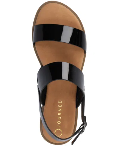 Journee Collection Journee Women's Lavine Wide Width Multi Strap Flat Sandals In Black Patent