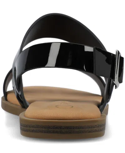 Journee Collection Journee Women's Lavine Wide Width Multi Strap Flat Sandals In Black Patent