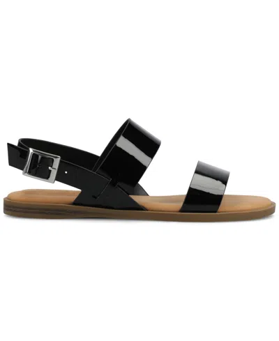 Journee Collection Journee Women's Lavine Wide Width Multi Strap Flat Sandals In Black Patent
